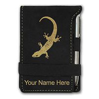 Mini Notepad, Gecko, Personalized Engraving Included (Black with Gold)