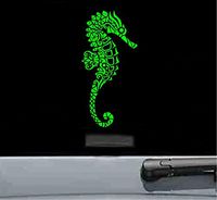 JS Artworks Tribal Seahorse Vinyl Decal Sticker (Lime Green)