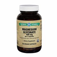 Natural Vitamin Co. - Magnesium Glycinate 400 mg, Magnesium (as glycinate) 400 mg, 90 Capsules, 30 Day Supply, Gluten Free, Vegetarian, Vegan