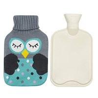 2 Liter Classic Rubber Hot Water Bottle with Cute Cartoon Knit Cover for Cramps Pain Relief