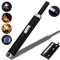 Candle Lighter Electronic USB Rechargeable Pulse Plasma Arc Lighter with Safety Lock and Power Indicator No Gas No Oil Windproof Lighter Perfect for Home Kitchen Fireworks Camping Stove (Black)