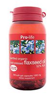 Flaxseed Oil by Pro-Life | Certified Organic Flaxseed Oil, Support Heart, Joint and Prostate Health (100/200 Soft-Gel Capsules) (200)