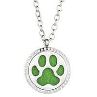 GelConnie Animal Paws Esssential Oil Diffuser Necklace Crystal Perfume Locket Aromatherapy Pendant Fragrance Jewelry Stainless Steel Pendant CSFL379-1