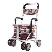 Rolling Walkers Old Man Shopping Cart Trolley Walker Seat Scooter with Seat Folding Wheelchair Portable Trolley Gift Can Bear 100 Kg (Color : Brown, Size : 505286-90cm)