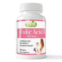 J-Bio Folic Acid 800mcg (120 Tablets) Daily Health Regimen & Prenatal Care for Women