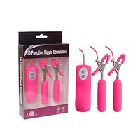 Breast Massager Pump Powerful Breast Clip Stimulator Breast Cup Massager 10 Vibration with Controller for Chest Enlargement Anti Sagging Breast Dredge,Pink