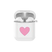ICI-Rencontrer Cute Heart Pattern Airpods Case Portable AirPods Accessories Soft Silicone Anti-Scratch Shockproof Protective Charging Case with Anti-Lost Carabiner White