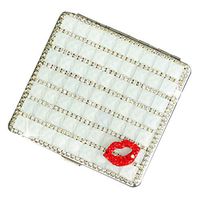 Lzttyee Alloy Portable Women Cigarette Box Case Bling Bling Pocket Carrying Cigarettes Storage Holder (White)