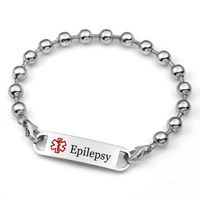 StickyJ USA Pre-Engraved Epilepsy Beaded Medical Alert Bracelet