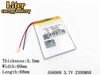3.7V 2300mAh 556068Lithium Polymer Ion Rechargeable Battery Lithium Polymer Li-Po Battery for MP4 GPS MP3 Bluetooth Stereo DIY Gift
