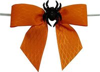 BAYWIND LTD; Orange Halloween Twist Tie Bow with Spider Button (H208)- 25 pc