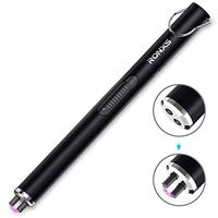 RONXS Lighter, Triple Safety Candle Lighter with Automatic Shutoff Function,Electric Arc Lighter Rechargeable Flameless Windproof Lighter Long, Aluminum Shell with Hanging Hook, 9INCH