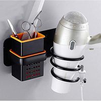 Hair Dryer Bracket Hair Dryer Holder with Cup Households Wall Mount Bathroom Accessories Hair Dryer Shelf Metal Black Hair Dryer Rack (Color : Black Color)