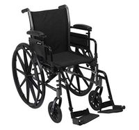 Lightweight 16" Wheelchair, Black, Detachable Flip Back Desk Arm, Swing Away Foot Rest, 300 Lb. Capacity
