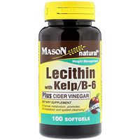 Mason Natural Weight Management Lecithn with kelp/B-6 Softgels - 100 Ea
