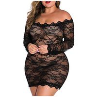 Womens Plus Size Sexy Lingerie Chemise Floral Lace Babydoll See Through Bodysuit Lingerie