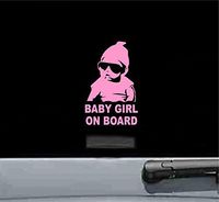 JS Artworks Baby Girl On Board Carlos Vinyl Decal Sticker (Soft Pink)