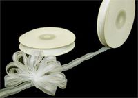 3/8" Ivory Organza Thin Pull Bow String Ribbon (25 Yard) Gift Wrapping Favor Decorating