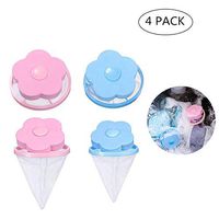 Flower-Type Washing Machine Floating Lint Mesh Bag Hair Filter Net Pouch, Reusable Floating Washing Machine Filter Washer Lint Trap, Washer Hair Catcher (4Pack)