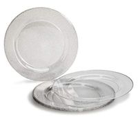 " OCCASIONS" 240 Plates Pack, Heavyweight Wedding Party Disposable Plastic Plates (7.5'' Appetizer/Dessert Plate, Seasons Clear with Silver Glitter)