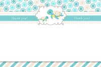 30 Blank Thank You Cards Turtle Under The Sea Design Baby Shower Party Unisex Teal Grey + 30 White Envelopes