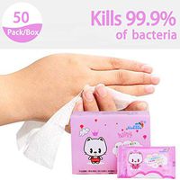 Wipes Individually Wrapped 50Pcs/Box - Cartoon Packaging Cleaning Wipes Kills 99.9% Wet Wipes Suitable for Family All Daily Protection (Blue, Free Size)