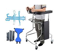 Elderly Walker with Seat and Wheel, Portable Detachable Height-Adjustable Disabled Walking Frame, Four-Legged Walking Stick, Bathroom Chair