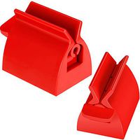 2 Pieces Toothpaste Squeezer Set Plastic Rotate Toothpaste Dispenser Rolling Tube Toothpaste Squeezer Toothpaste Seat Holder for Bathroom Accessories Toothpaste Cream Paint Squeezer, 2 Sizes (Red)
