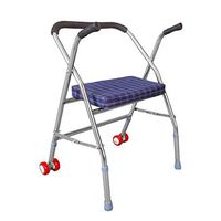 Walkers Stainless Steel Elderly with Seat Folding Home Multi-Function Trolley Gift (Color : Silver, Size : 545178cm)