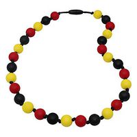 Sensory Oral Motor Aide Chew Necklace for Kids Adults Boys and Girls – Silicone Chewing Beads Jewelry for Autism, ADHD, Biting and Teething Toddlers (Yellow/Red/Black)
