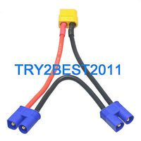 FidgetKute (2 EC3 Male / (1) XT60 Female - Series Serial Adapter with 14awg Wire Cable