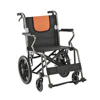Xue Yang Shop Portable Aluminum Alloy Lightweight Transport Wheelchair, Foldable Backrest Pedal,Adjustable Seat Belt and Hand Brakes Lightweight Transport Chair 17.7-Inch Seat
