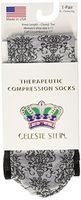 Celeste Stein Therapeutic Compression Socks, Grey Damask, 8-15 mmHg, Mild, 0.6 Ounces