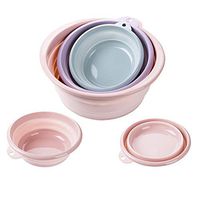 Set of 2,Collapsible Water Bucket Outdoor Portable Folding Wash Basin Wash Footbath Pouch Lightweight & Durable for Camping Travelling (S#φ9.8in+M#φ12.5in) (米色)