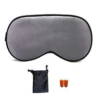BLAU GRUN Silk Sleep Eye Mask for Sleeping, Blockout Blindfold with Adjustable Strap, Good Night Eyeshade for Women Men, Travel & Naps & Yoga Meditation & Shift Work, Include Travel Pouch & Ear Plugs