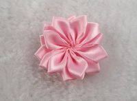 30pcs Double Satin Flowers Appliques Craft Wedding Party Sewing Decoration Upick (Pink)