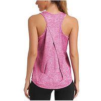 Aniywn Yoga Tank Tops for Women Running Vests Summer Gym Workout Loose Racerback Sleeveless Shirts Pink
