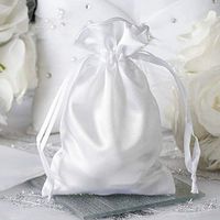 Efavormart 12PCS White Satin Gift Bag Drawstring Pouch Wedding Favors Bridal Shower Candy Jewelry Bags - 4"x 6"