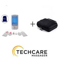 TechCare Pro 24 Modes Rechargeable Compact Tens Unit Electronic Pulse Massager with Protective Hard Travel Case