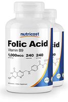 Nutricost Folic Acid (Vitamin B9) 1000 mcg, 240 Capsules (2 Bottles)
