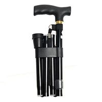 Old Man Folding Walking Stick Lightweight Cane Anti-Slip Aluminum Alloy Walking Aid Crutch Stretching Triangular Footpad Climbing Crutch 79-89CM (Color : Black)