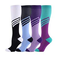 HLTPRO Compression Socks for Women and Men - 4 Packs 15-20 mmHg for Running, Travel, Nurses
