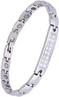 Sparkling Womens Magnetic Therapy Anklet Arthritis Pain Relief & Inflammation Reduction for Feet and Ankles (Titanium w/Crystals, Silver)