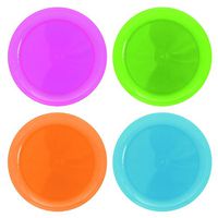 Party Essentials Hard Plastic 10.25-Inch Party/Dinner Plates, Assorted Neon, 20-Count
