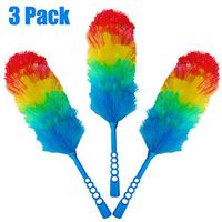 Tockrop 3 Pack Upgrade 19” Rainbow Static Feather Duster with Beandable and Washable Head - More Fibers Bigger Head Less Loss of Fiber