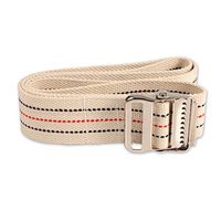 Cotton Gait Belt with Classic Metal Buckle, 60", White with Blue/red Stripes