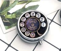 Old Telephone Dial Compact 3 Compartment Medicine Case, Pill Box for Pocket or Purse Pill Box Decorative Pill Case with Gift Box