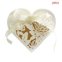 yangerous Heart Shape Little Candy Boxes 3.54x3.15x1.18 Inch with Ribbon, Rose Flowe Favors for Wedding Party Supplies Pack of 25