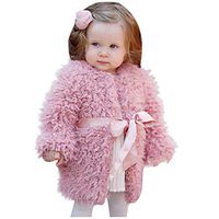 SuperUS Jacket Coat Outerwear Toddler Kids Baby Girl Winter Fleece Faux Fur Warm Cardigan Coat Outwear Tops Pink