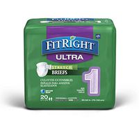 FitRight Stretch Ultra Adult Briefs, Disposable Incontinence Diapers with Tabs, Heavy Absorbency, Medium/Regular 30"-52", 4 Packs of 20 (80 Total)